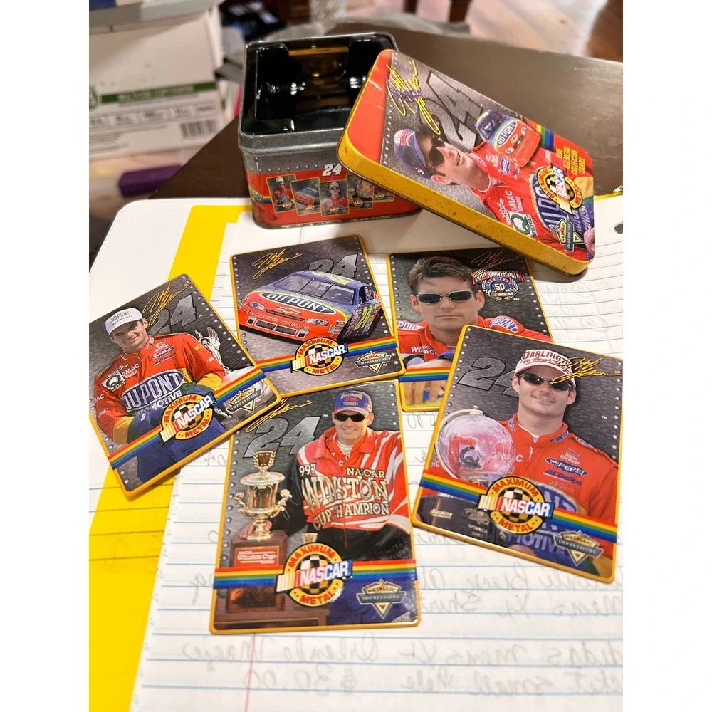 1997 Jeff Gordon 24 NASCAR Maximum Metal 5 Card Set Metallic‎ Impressions Tin
